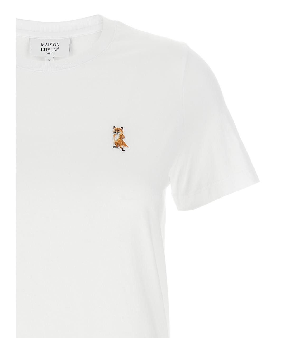 MAISON KITSUNE Белая хлопковая футболка, фото 3