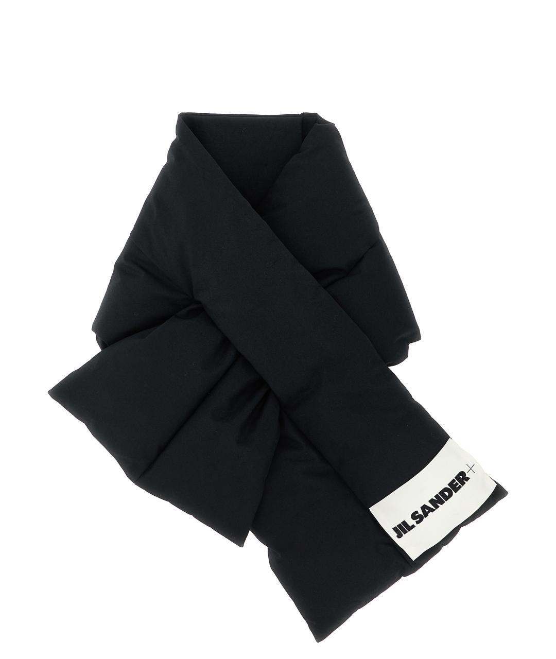 JIL SANDER Черный хлопковый шарф, фото 1