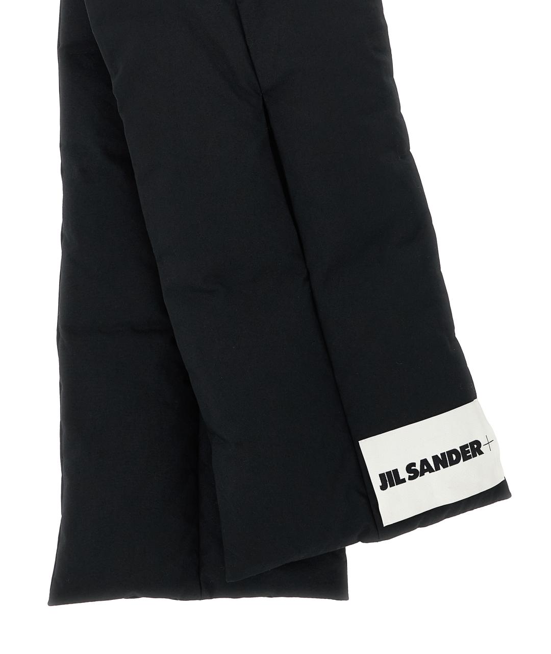 JIL SANDER Черный хлопковый шарф, фото 3