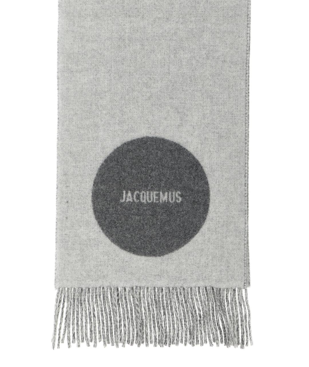 JACQUEMUS Серый шерстяной шарф, фото 3