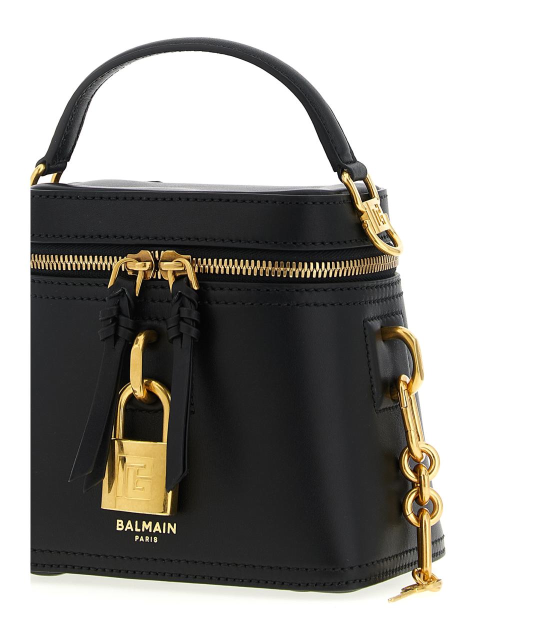 BALMAIN Черная кожаная сумка с короткими ручками, фото 3