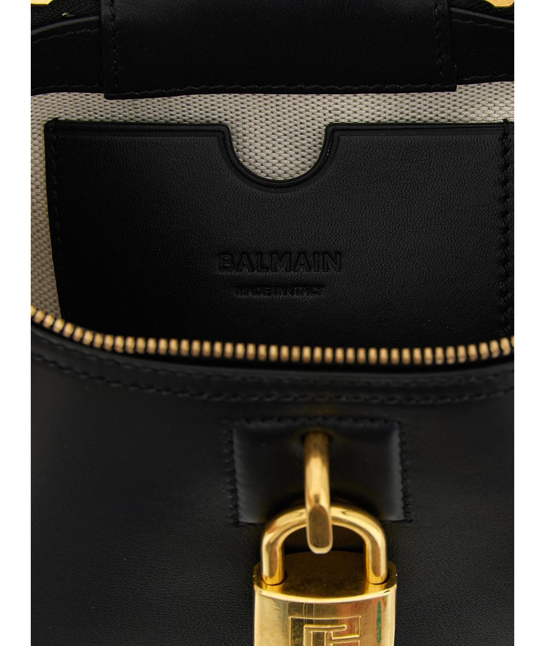 BALMAIN Черная кожаная сумка с короткими ручками, фото 4