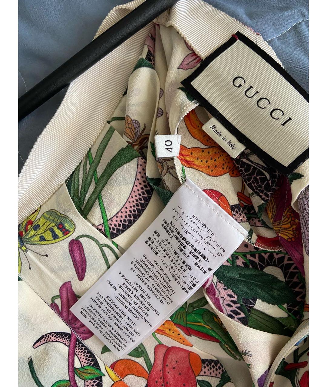 GUCCI Мульти шелковая юбка миди, фото 5