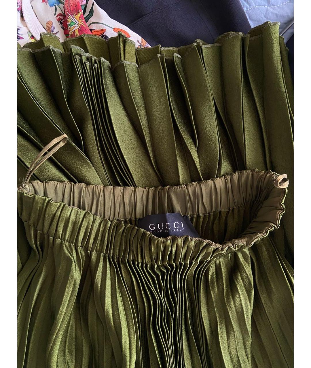 GUCCI Зеленая ацетатная юбка миди, фото 3
