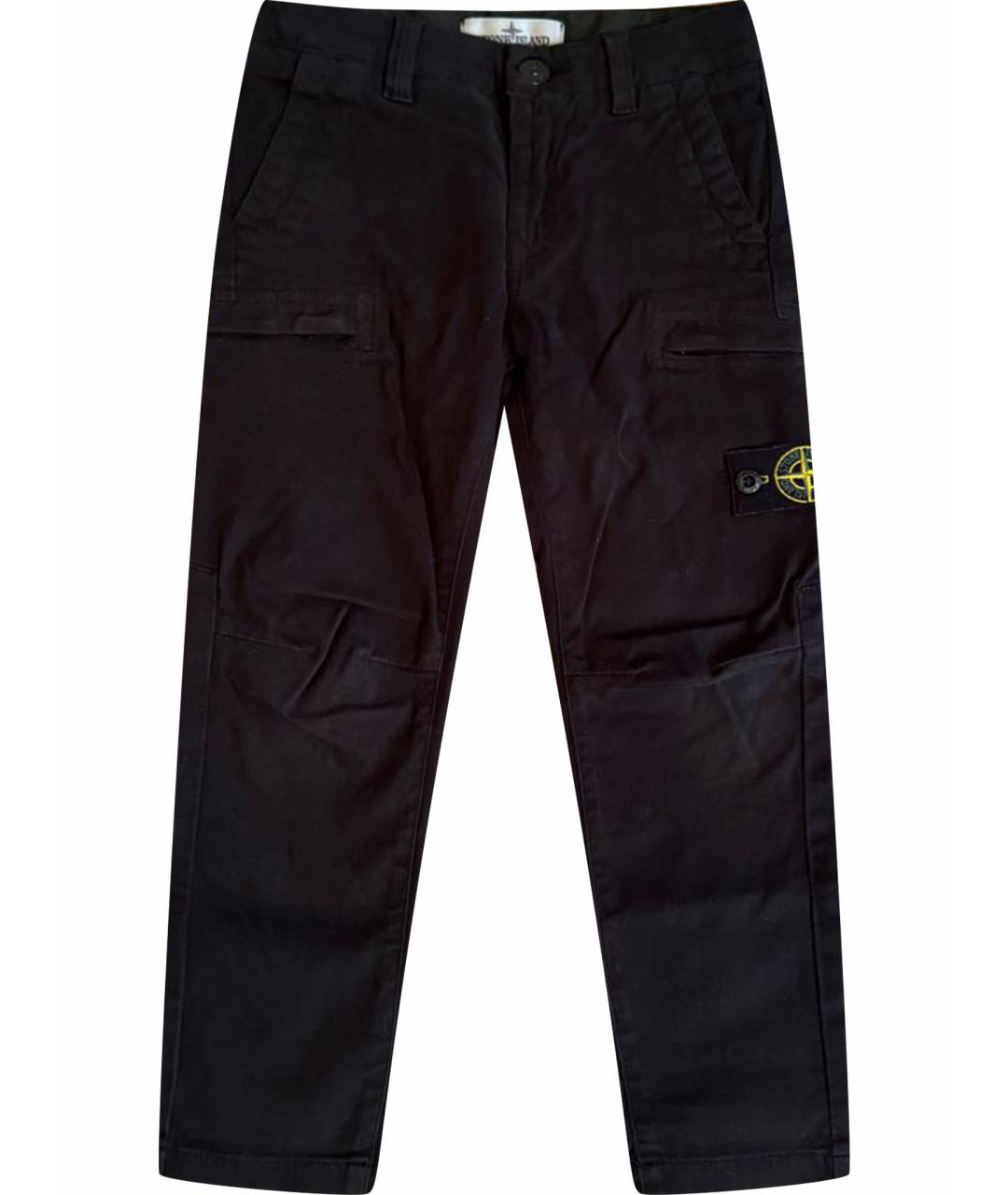 STONE ISLAND JUNIOR Черные хлопковые брюки и шорты, фото 1