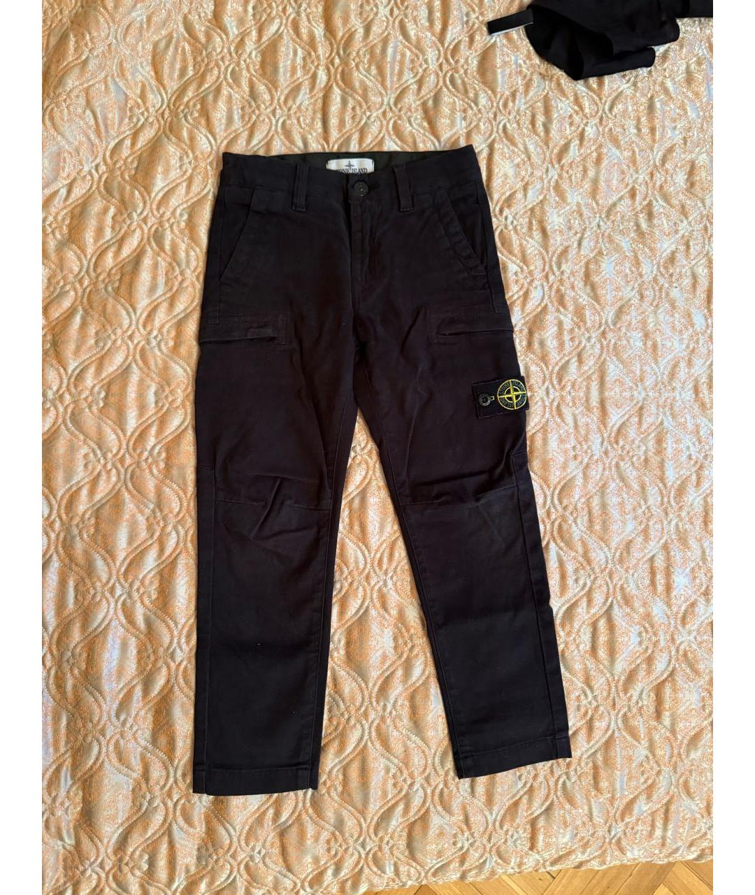 STONE ISLAND JUNIOR Черные хлопковые брюки и шорты, фото 4