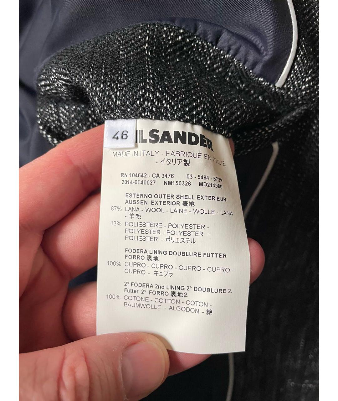 JIL SANDER Серый шерстяной пиджак, фото 6