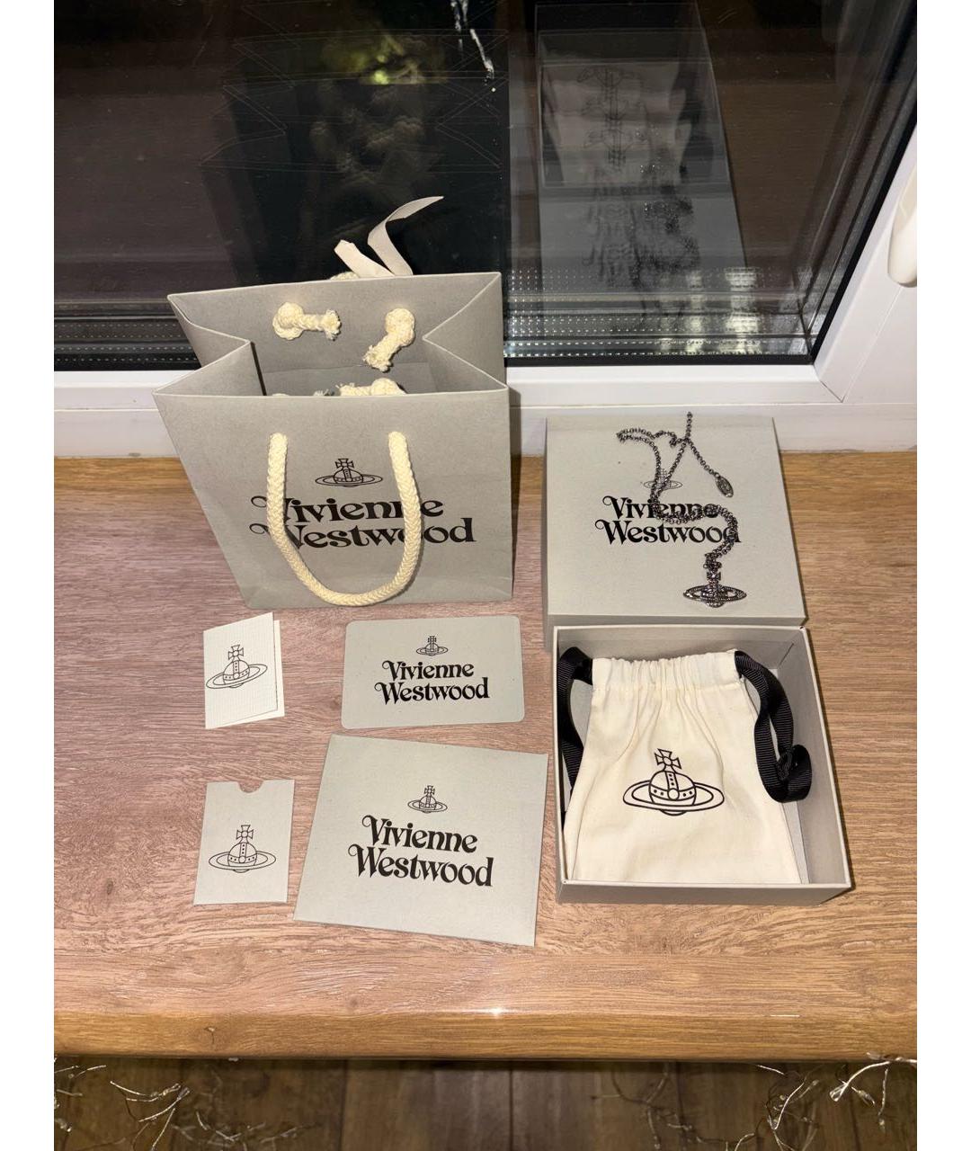 VIVIENNE WESTWOOD Серая латунная цепочка/подвеска, фото 4