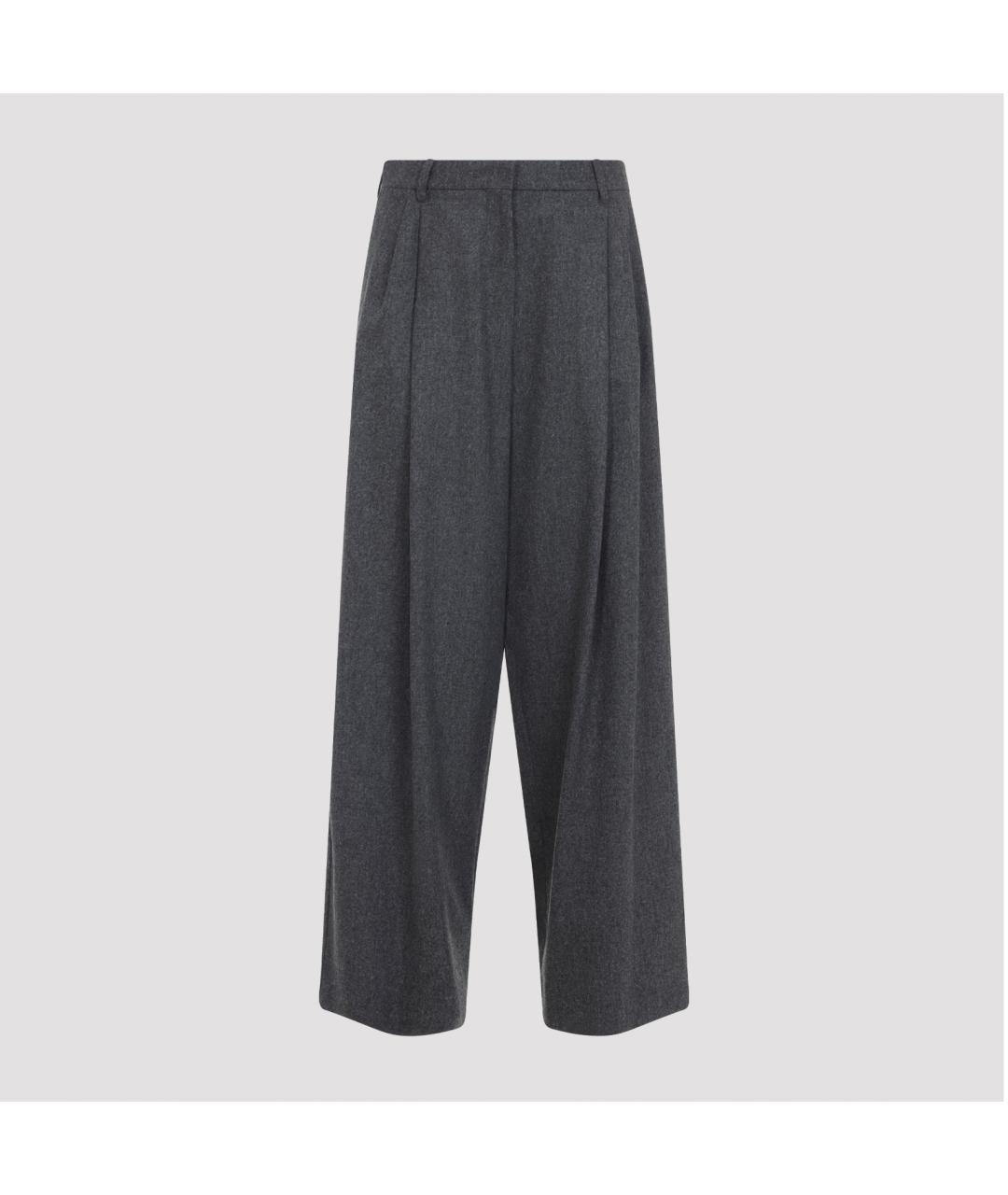 'S MAX MARA Серые шерстяные прямые брюки, фото 2