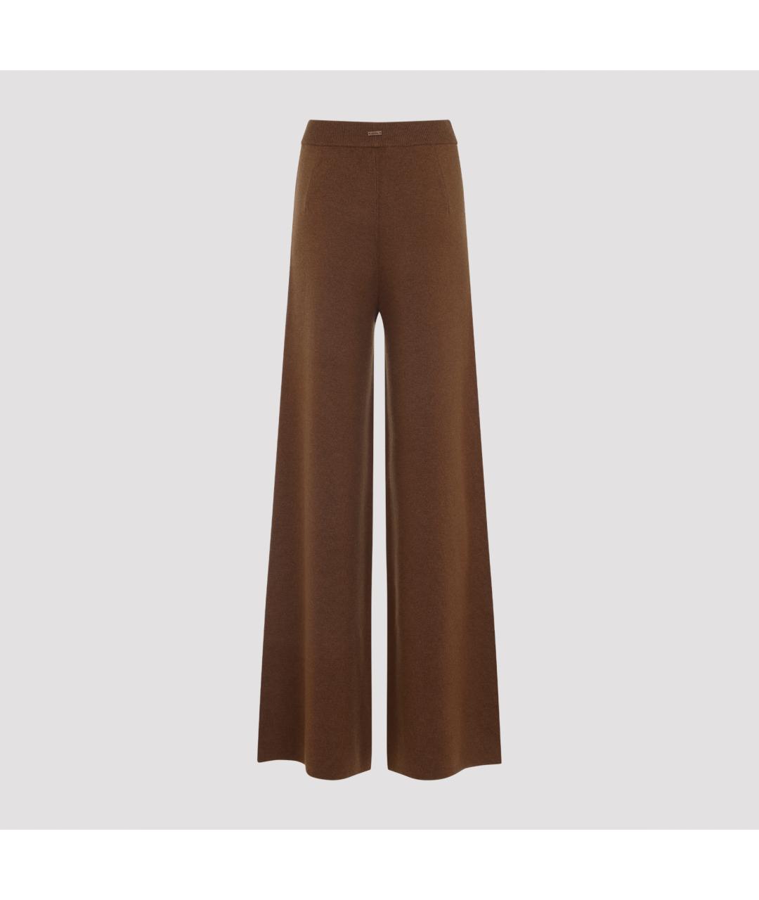 MAX MARA Коричневые шерстяные прямые брюки, фото 4