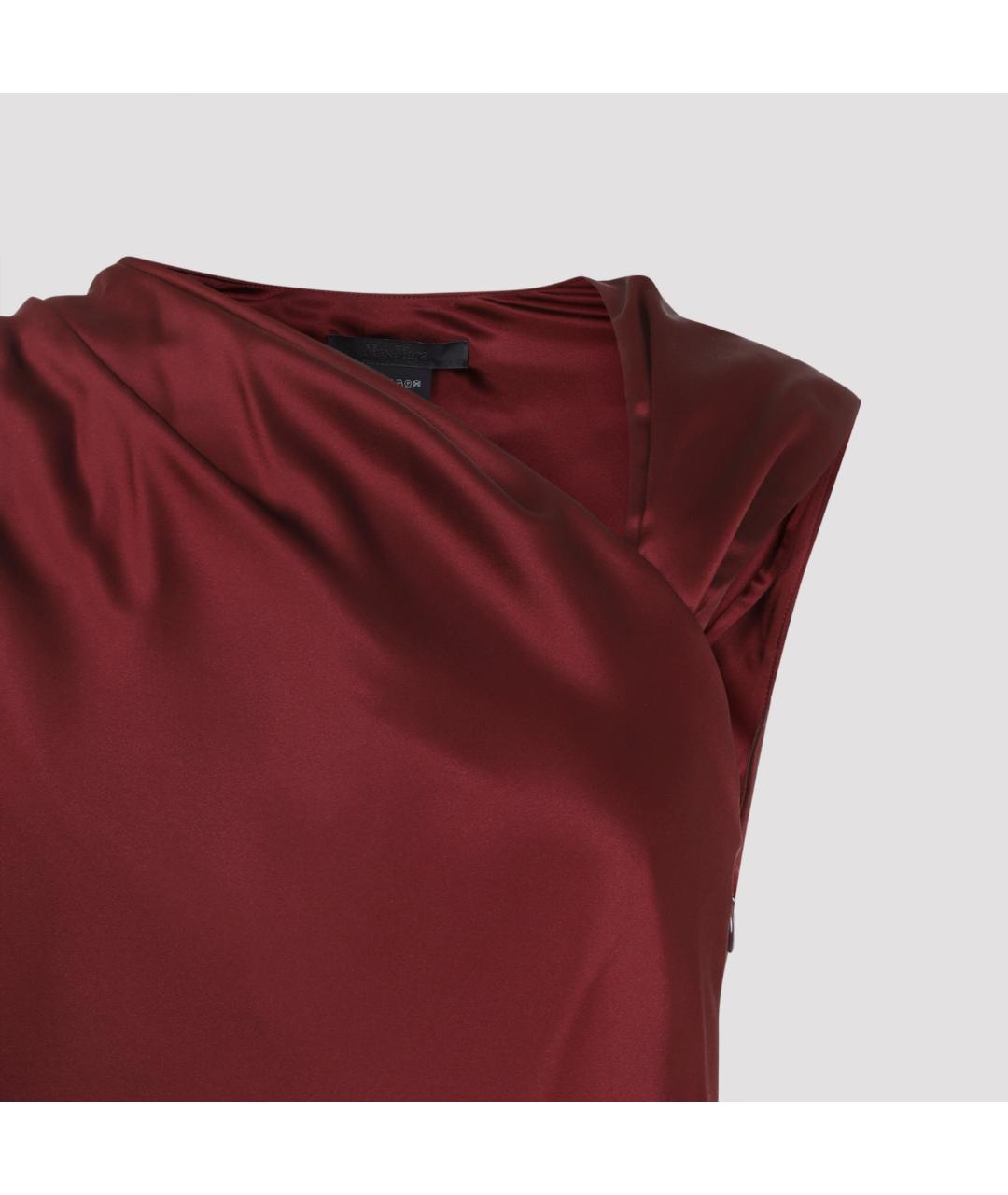 MAX MARA Бордовое шелковое платье, фото 5