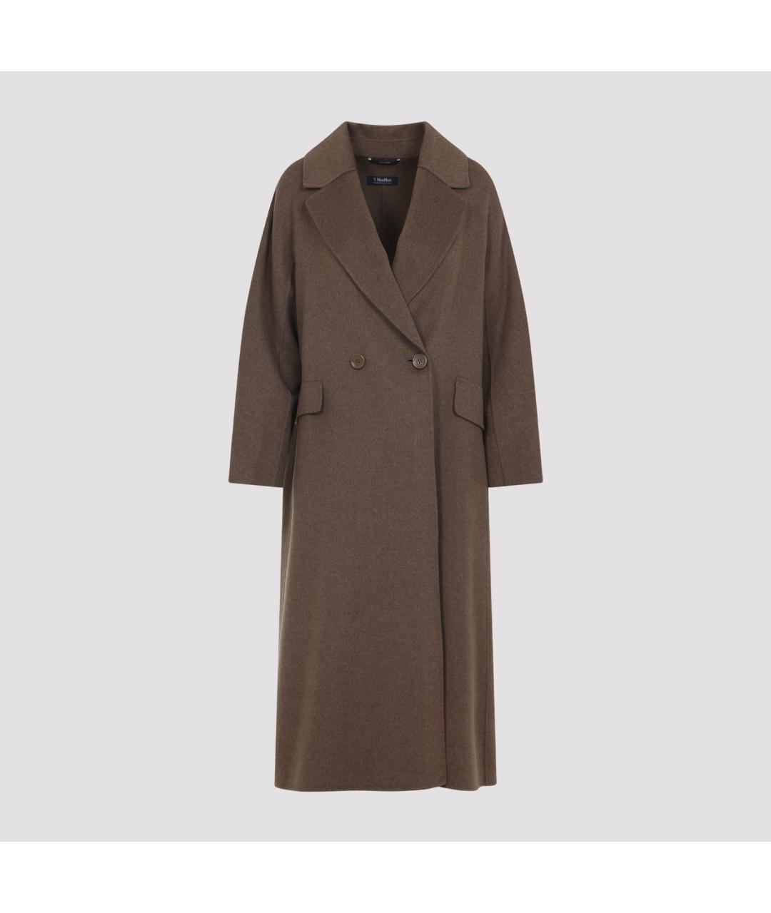 'S MAX MARA Коричневое шерстяное пальто, фото 3