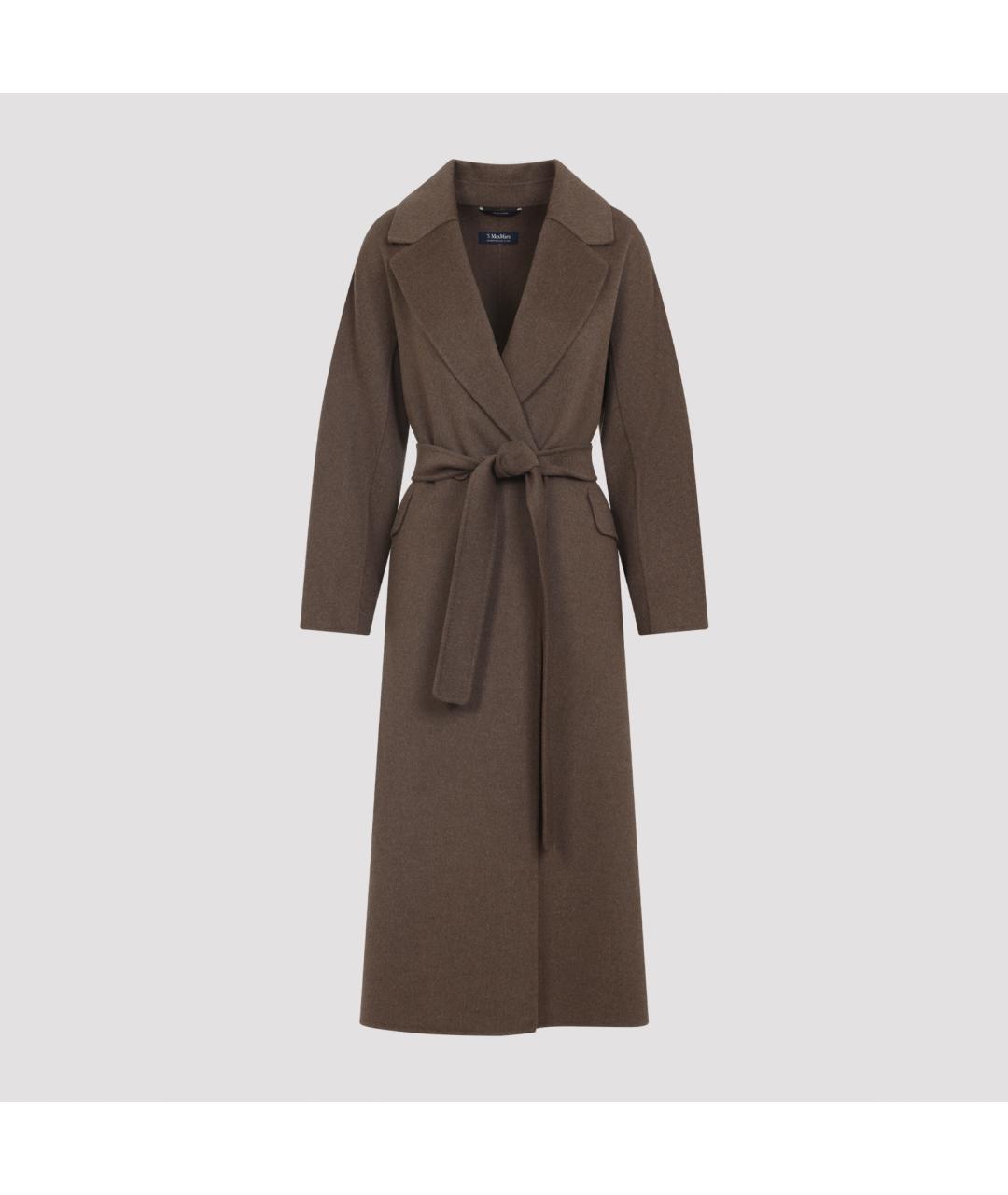 'S MAX MARA Коричневое шерстяное пальто, фото 4