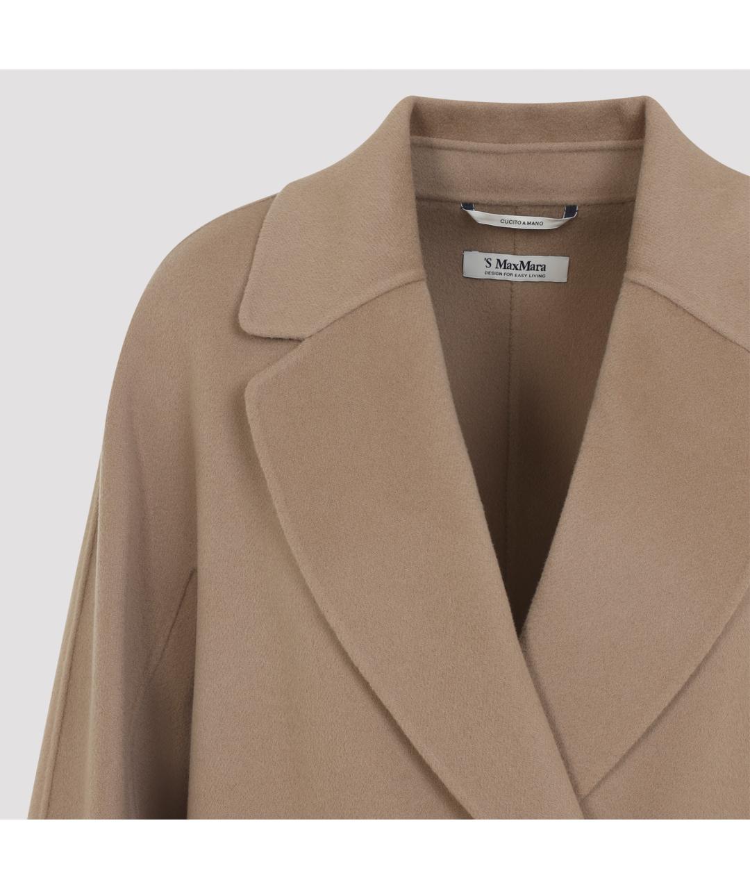 'S MAX MARA Бежевое шерстяное пальто, фото 7
