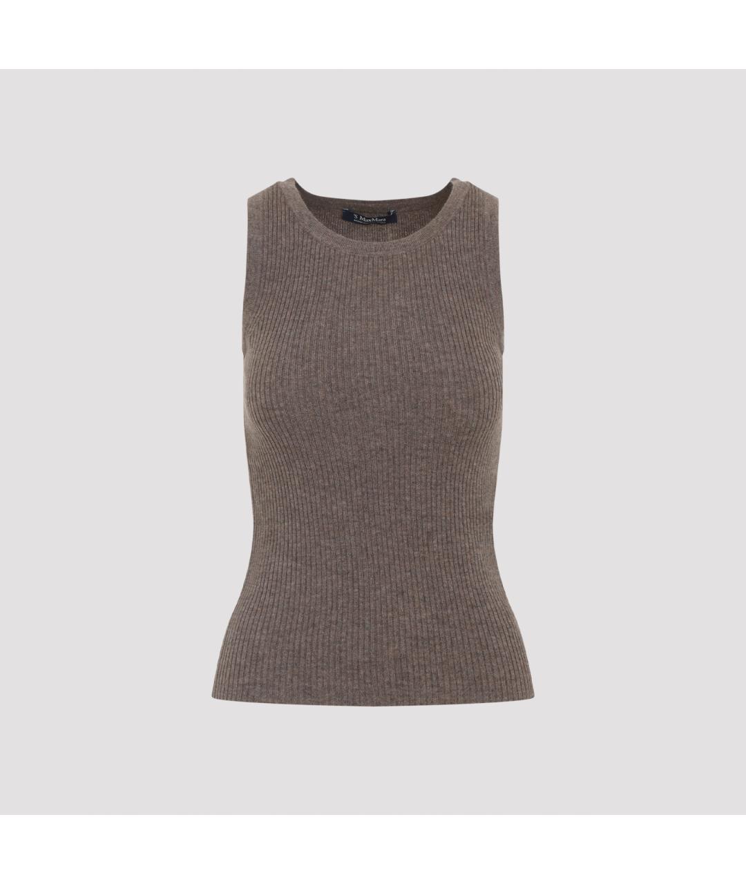 'S MAX MARA Коричневая шерстяная майка, фото 2
