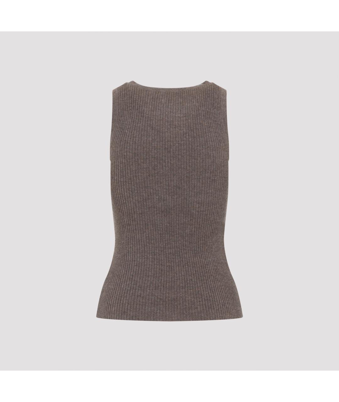 'S MAX MARA Коричневая шерстяная майка, фото 4