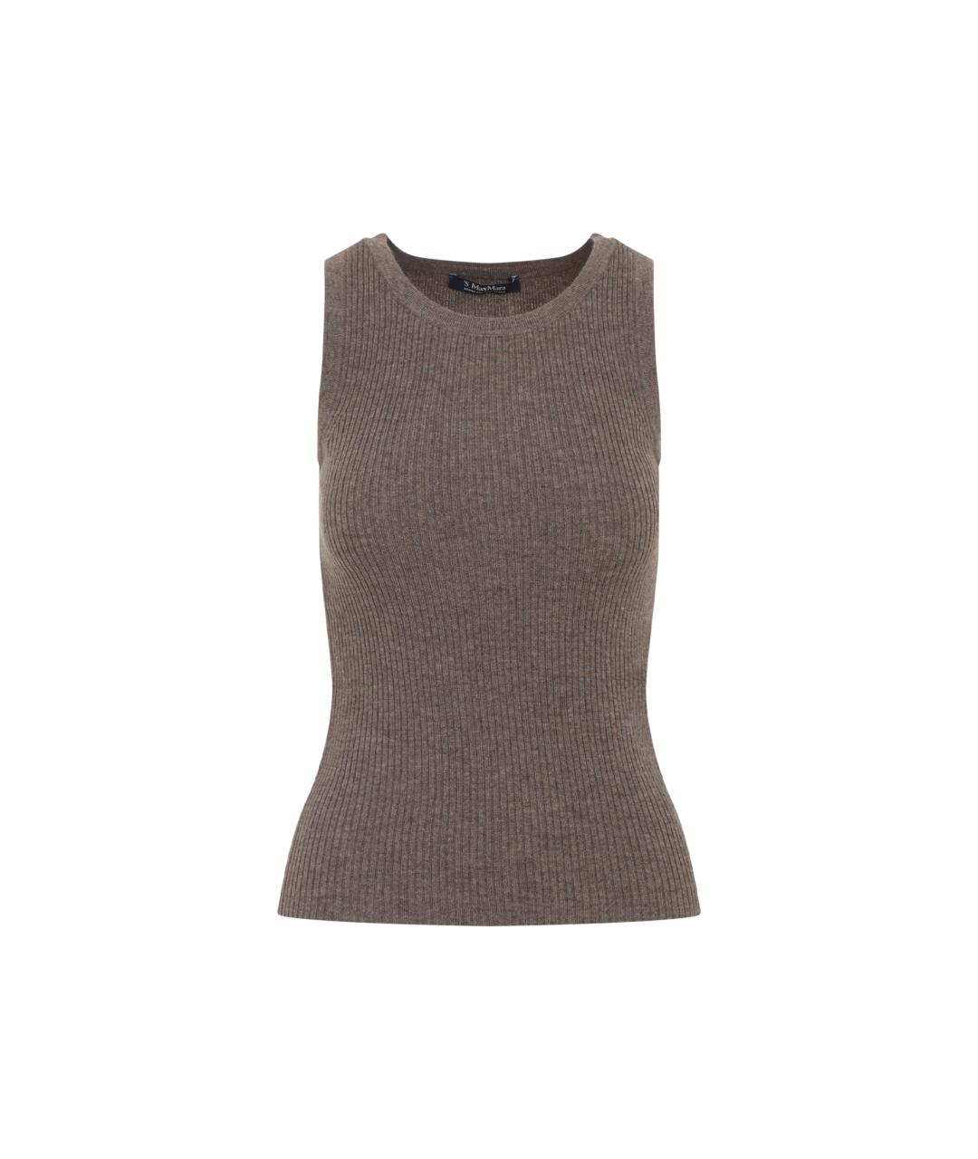 'S MAX MARA Коричневая шерстяная майка, фото 1