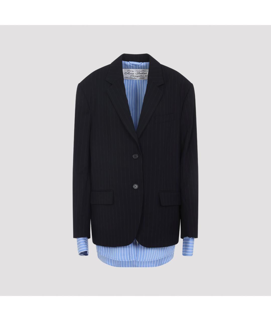 ACNE STUDIOS Темно-синий вискозный жакет/пиджак, фото 2