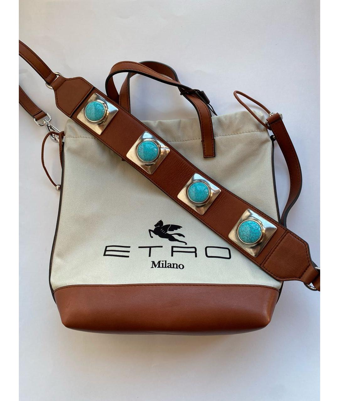 ETRO Белая тканевая сумка тоут, фото 2