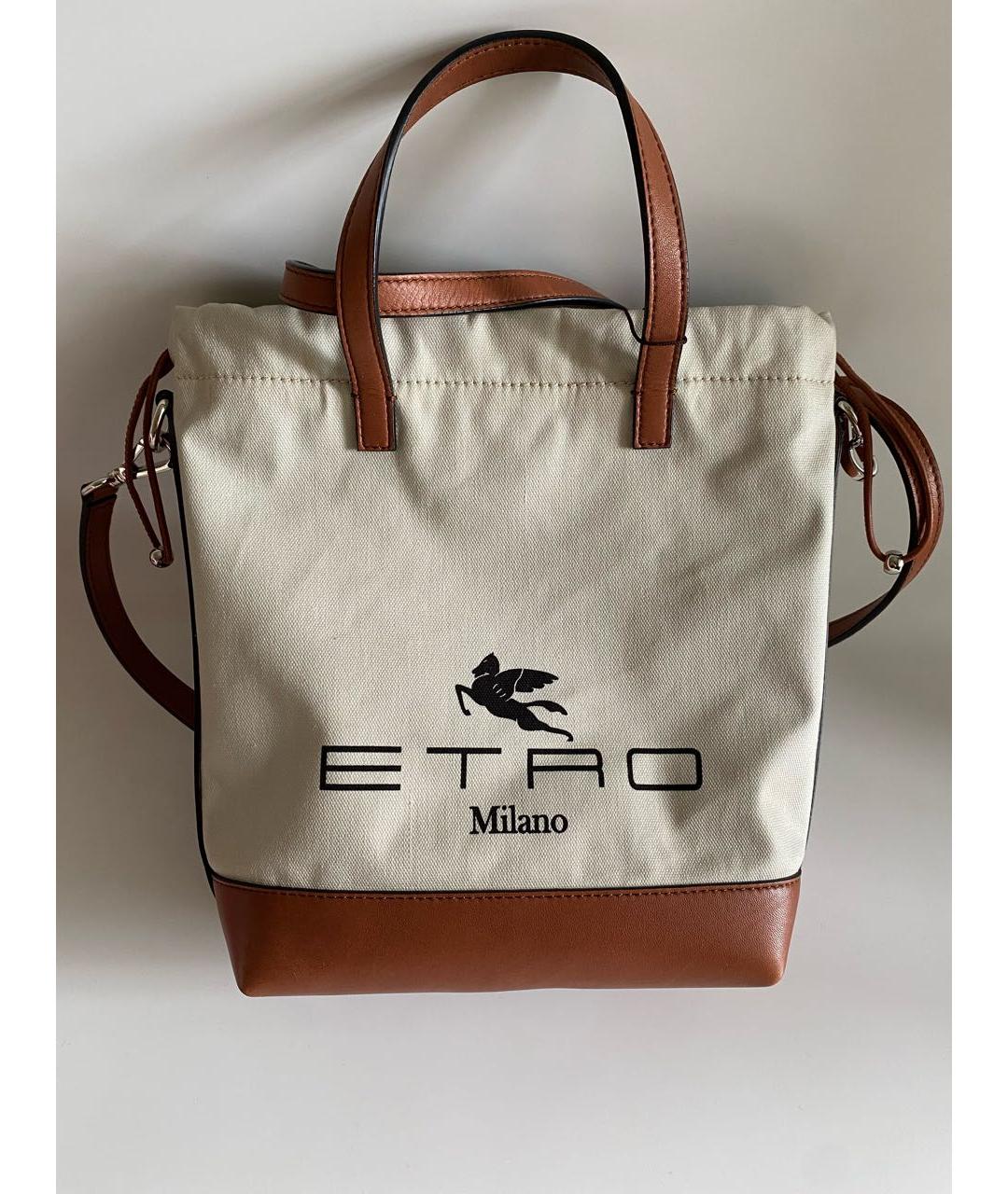 ETRO Белая тканевая сумка тоут, фото 8