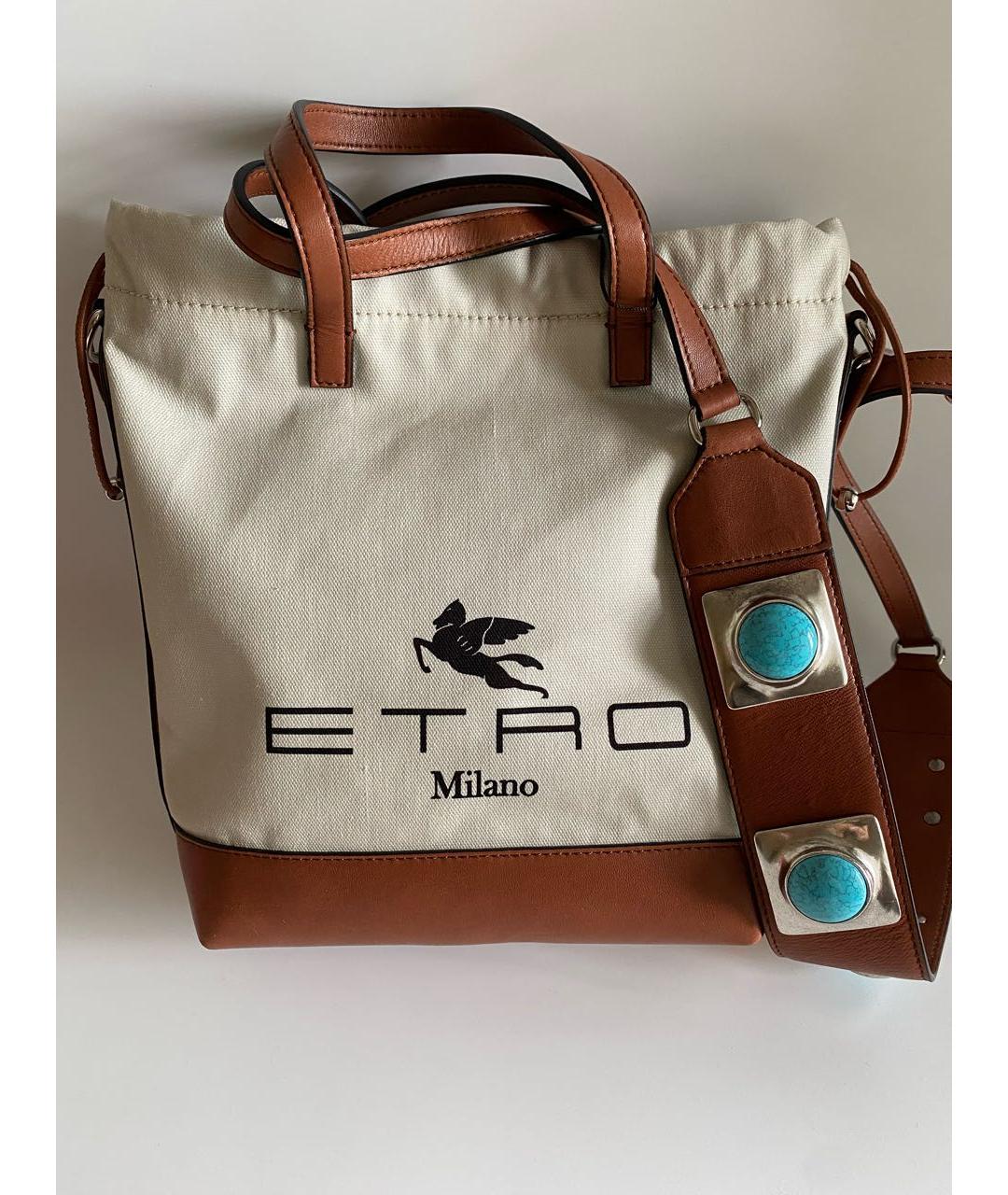 ETRO Белая тканевая сумка тоут, фото 7