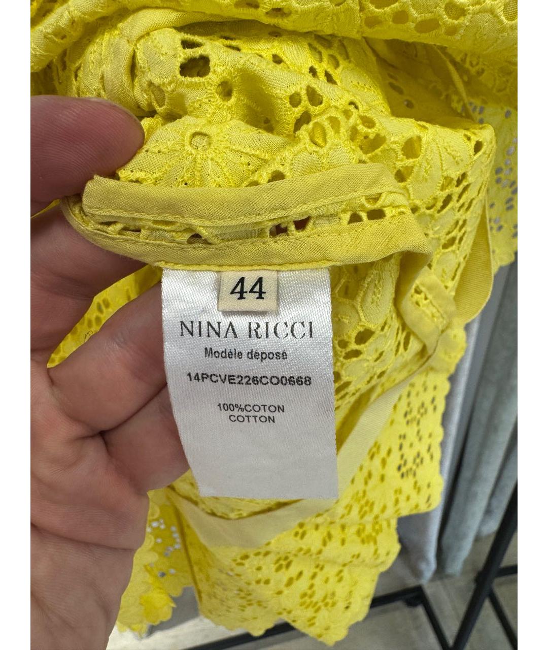 NINA RICCI Желтая хлопковая блузы, фото 4