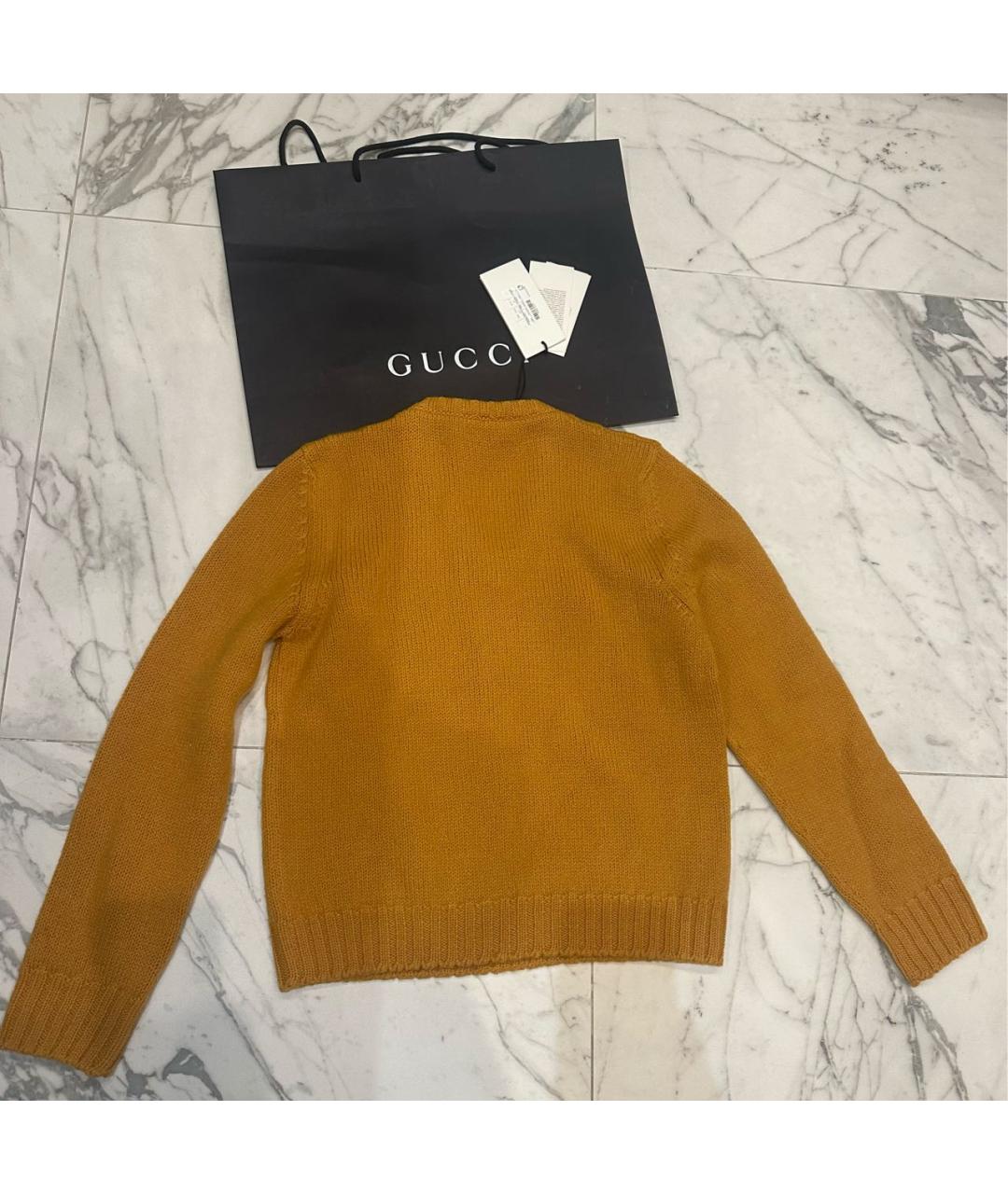 GUCCI Горчичный шерстяной джемпер / свитер, фото 3