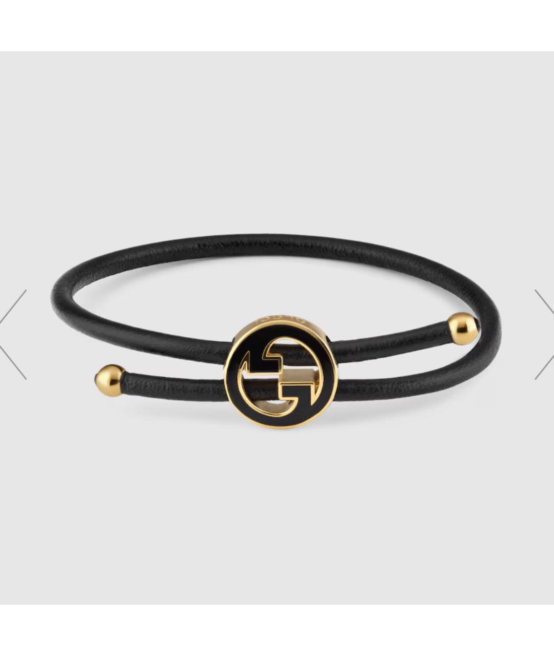 GUCCI Черный кожаный браслет, фото 2
