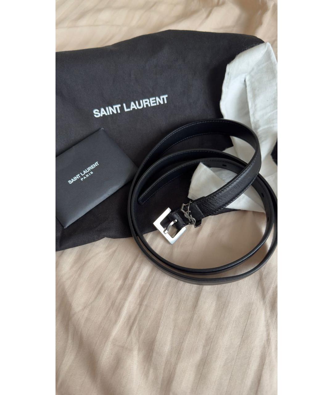SAINT LAURENT Черный кожаный ремень, фото 2