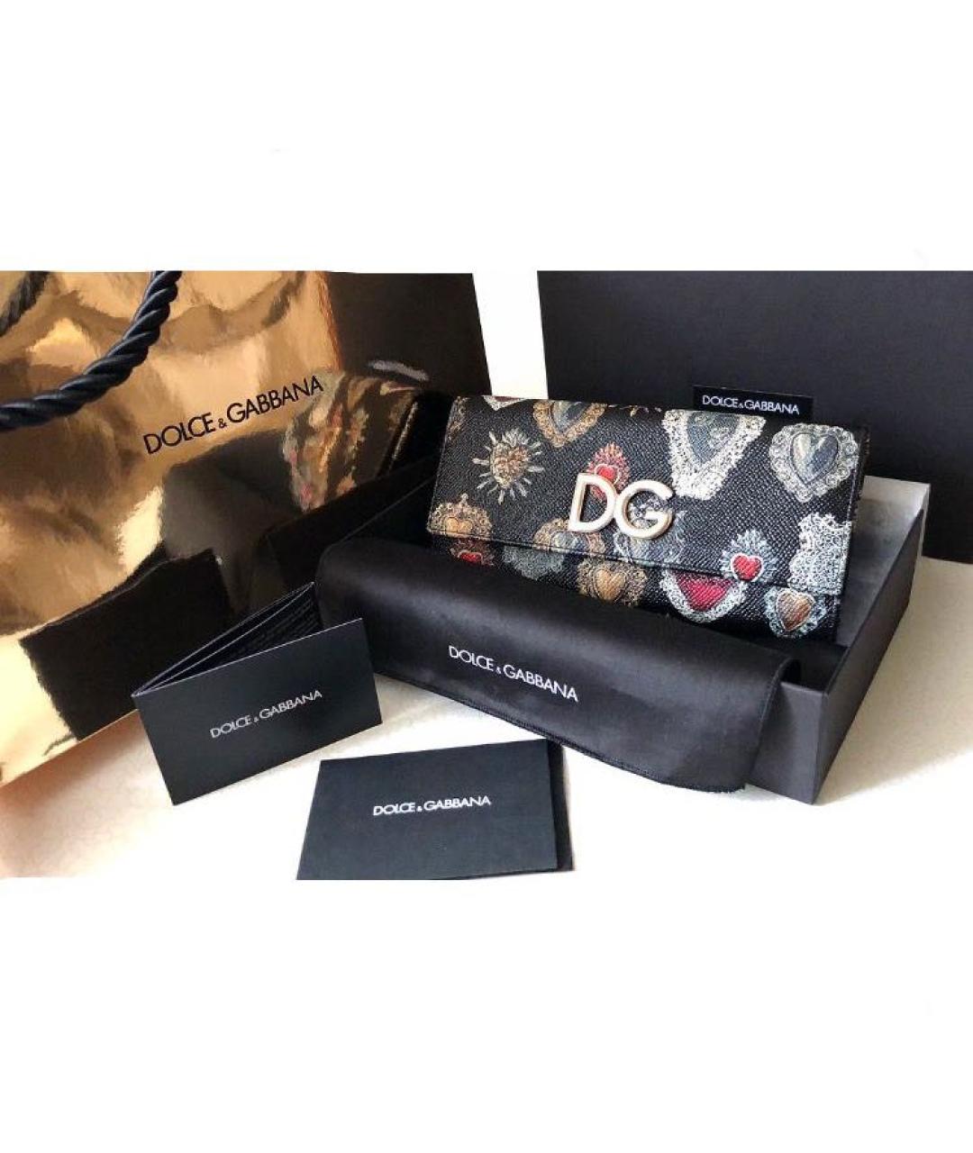 DOLCE&GABBANA Черный кожаный кошелек, фото 3