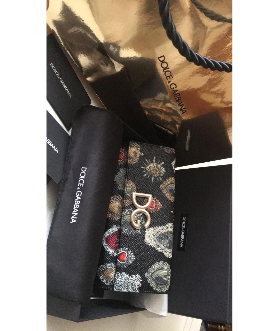 DOLCE&GABBANA Черный кожаный кошелек, фото 2
