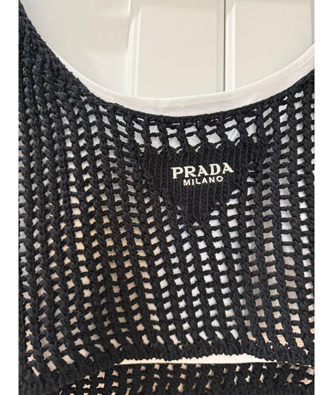 PRADA Черная хлопковая майка, фото 4