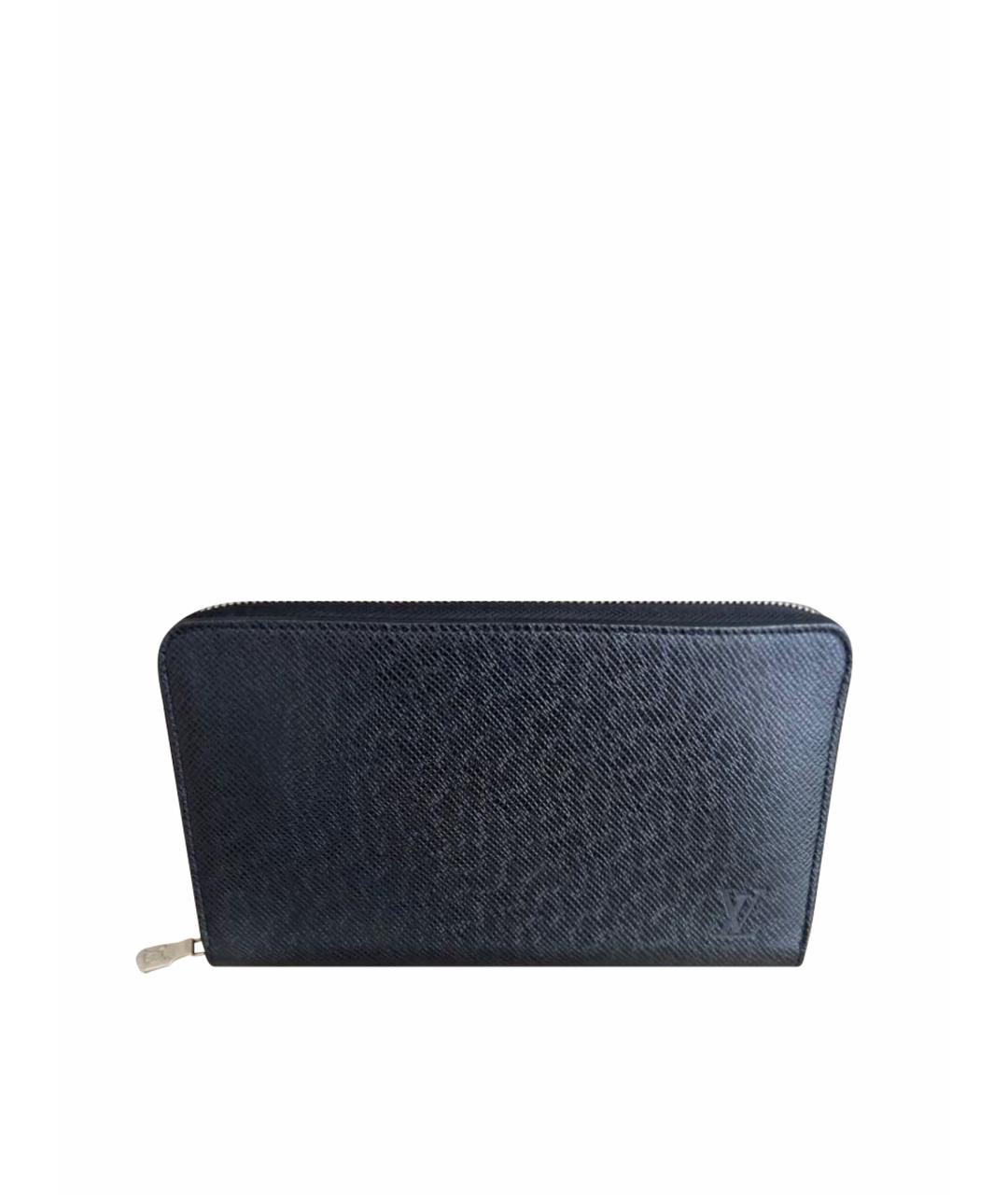 LOUIS VUITTON Черный кожаный кошелек, фото 1