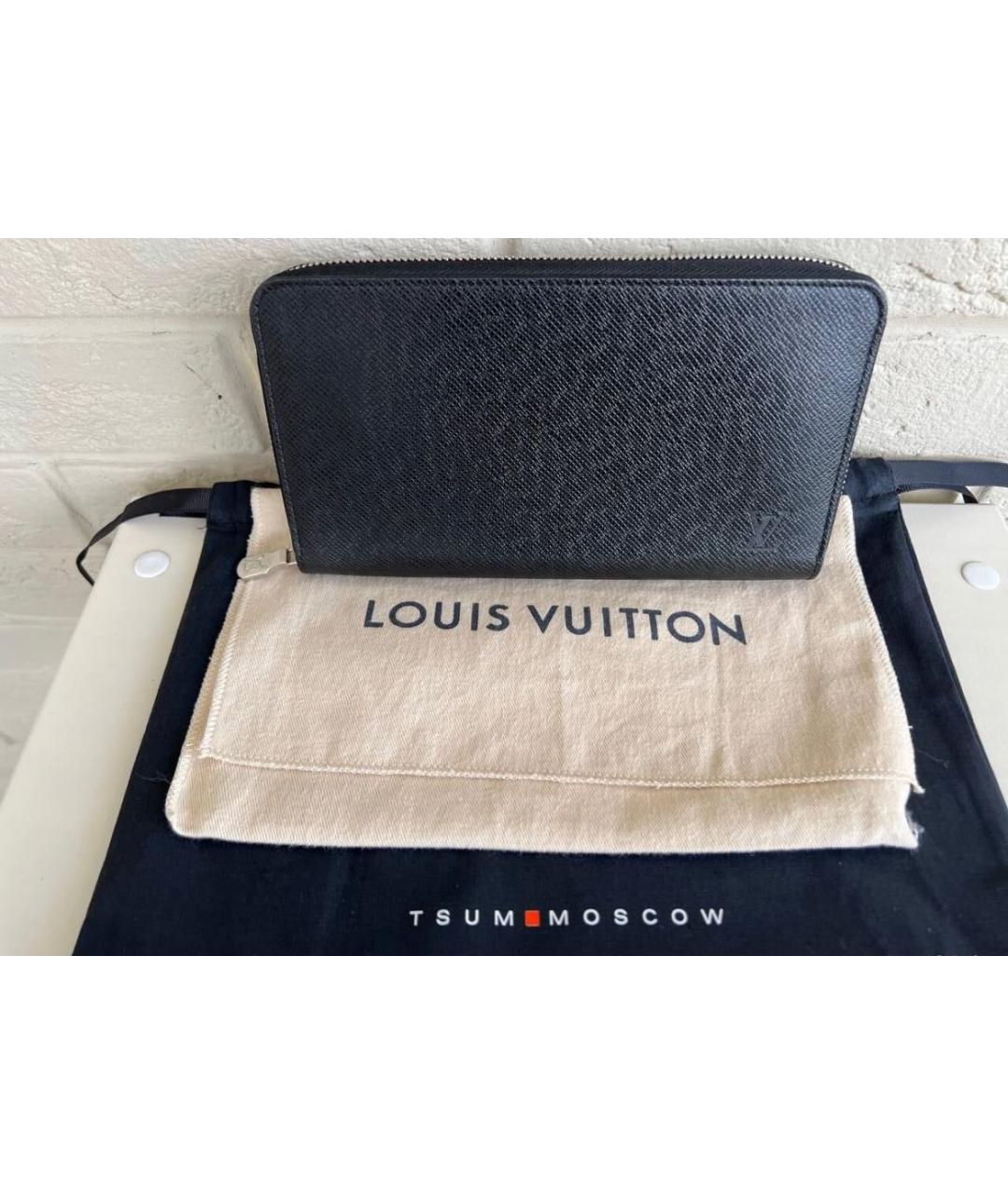 LOUIS VUITTON Черный кожаный кошелек, фото 9