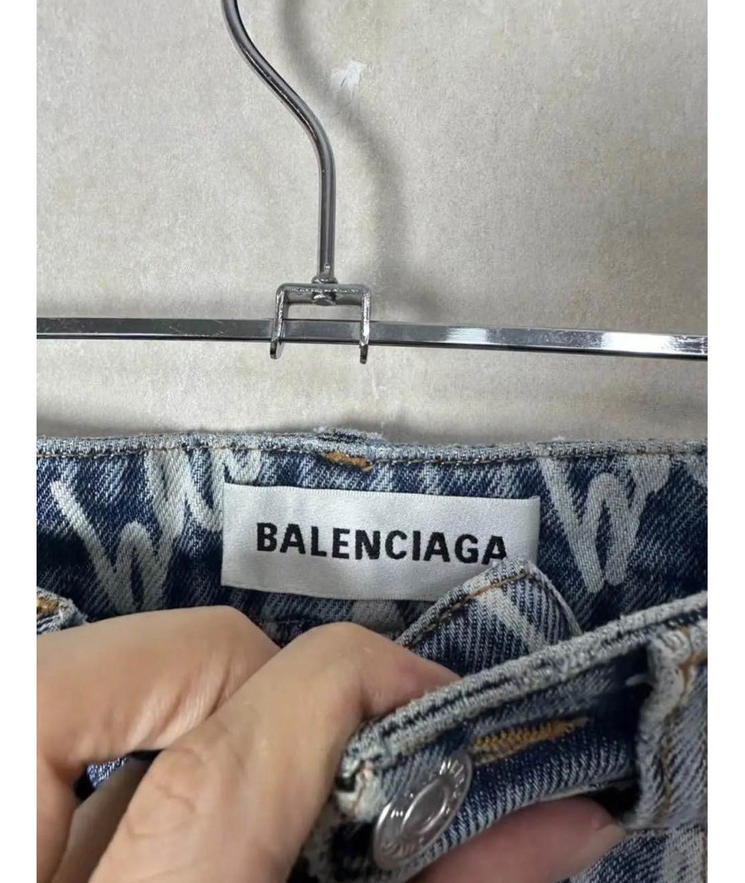 BALENCIAGA Голубая деним юбка мини, фото 4