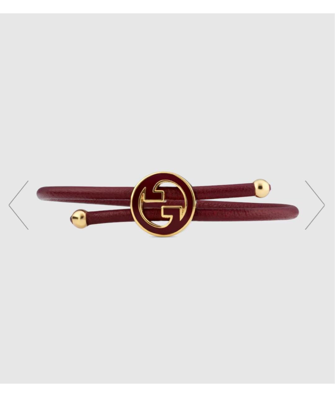 GUCCI Бордовый кожаный браслет, фото 5
