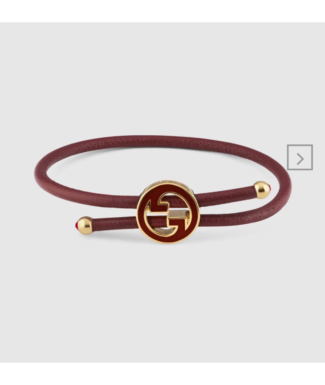 GUCCI Бордовый кожаный браслет, фото 2