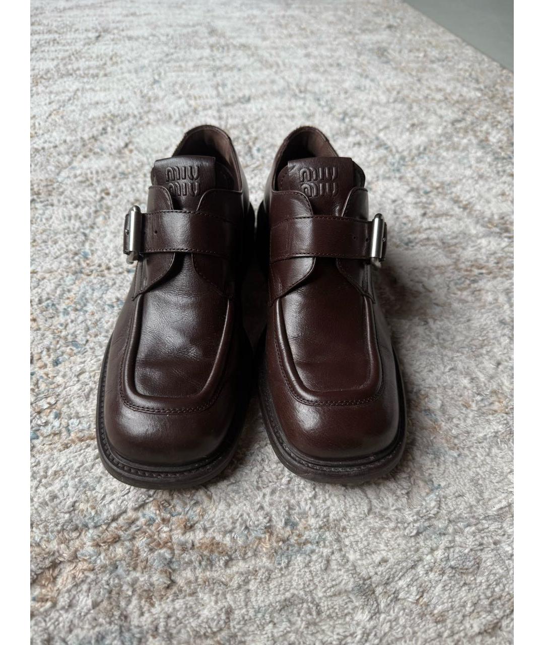 MIU MIU Коричневые кожаные лоферы, фото 2