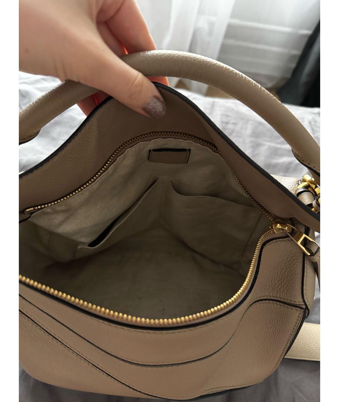 LOEWE Бежевая кожаная сумка через плечо, фото 4
