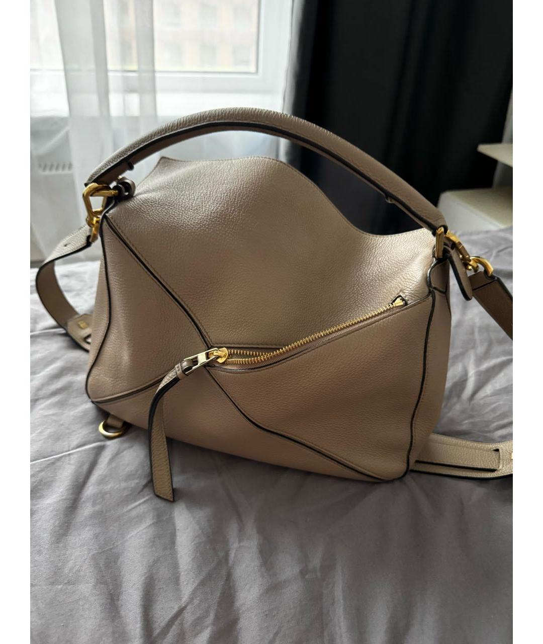 LOEWE Бежевая кожаная сумка через плечо, фото 3
