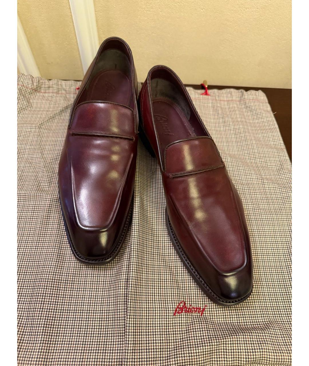 BRIONI Бордовые кожаные туфли, фото 5