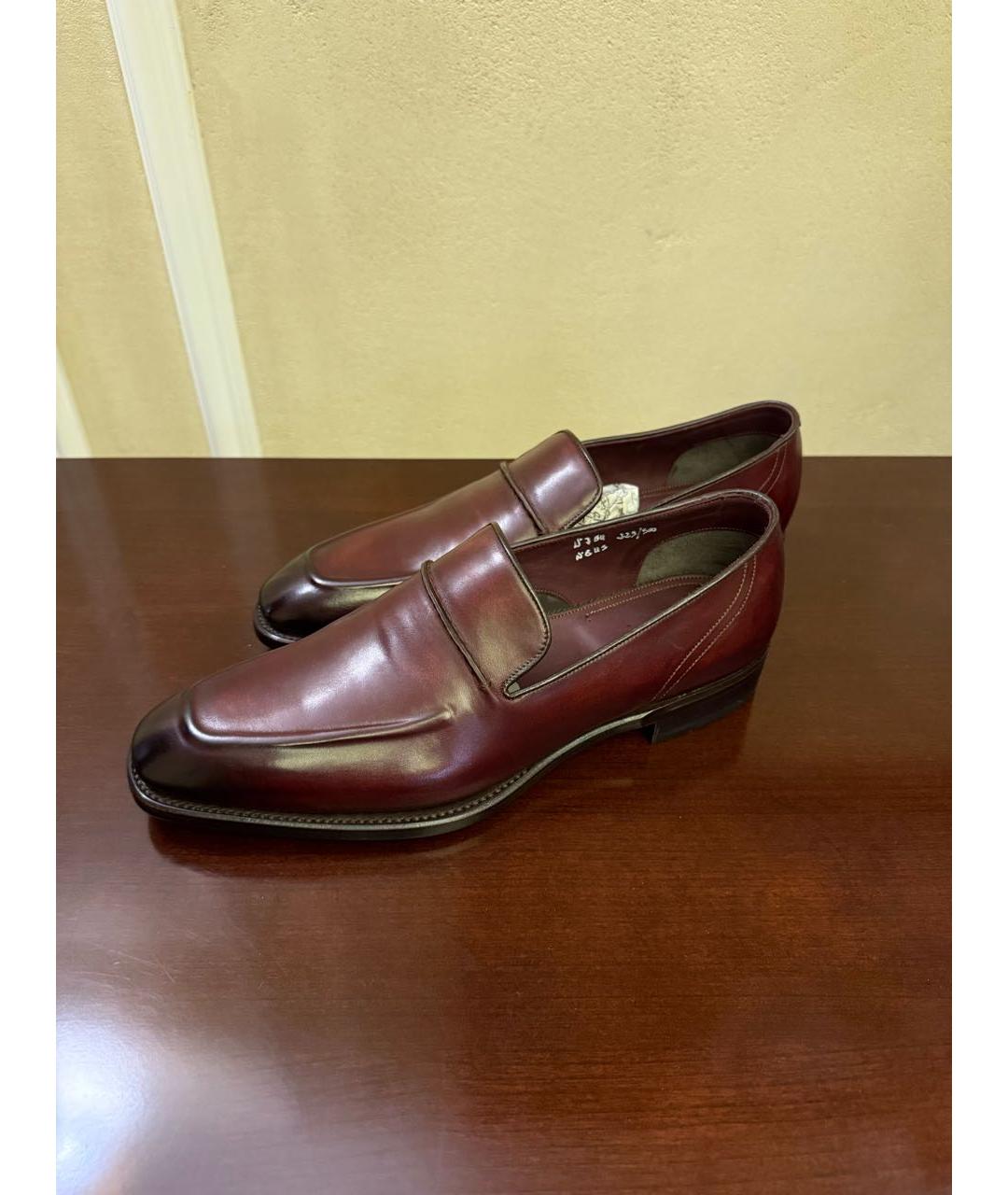 BRIONI Бордовые кожаные туфли, фото 3