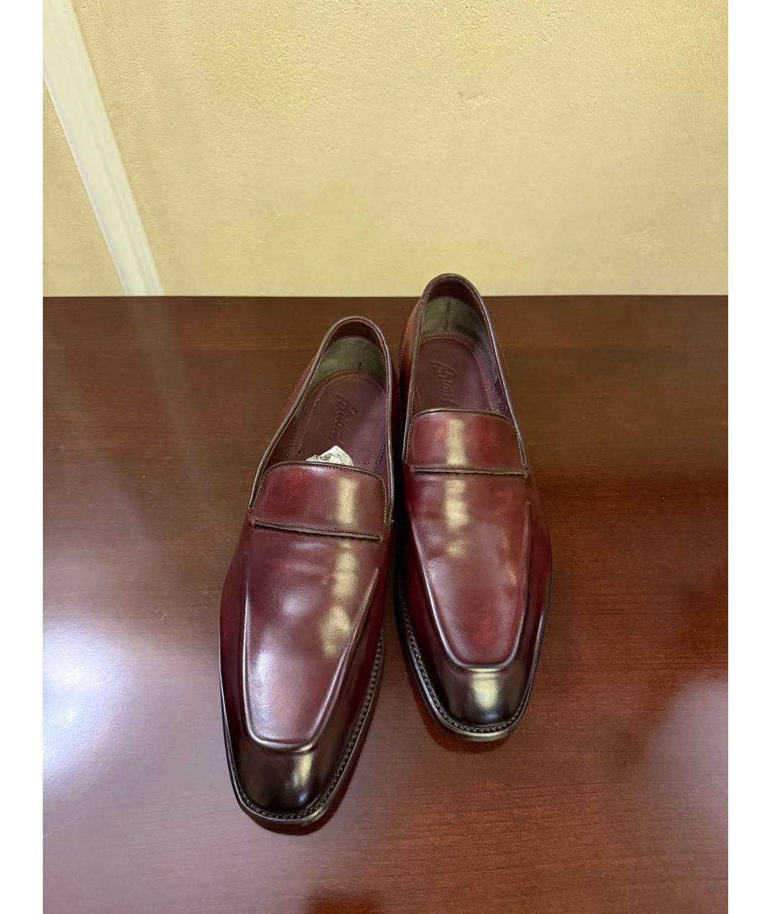 BRIONI Бордовые кожаные туфли, фото 2