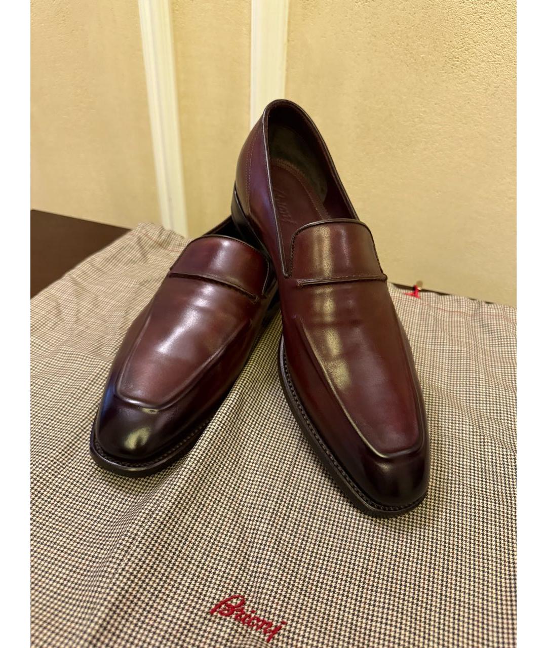BRIONI Бордовые кожаные туфли, фото 4