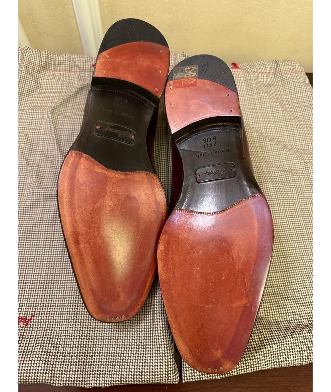 BRIONI Бордовые кожаные туфли, фото 6