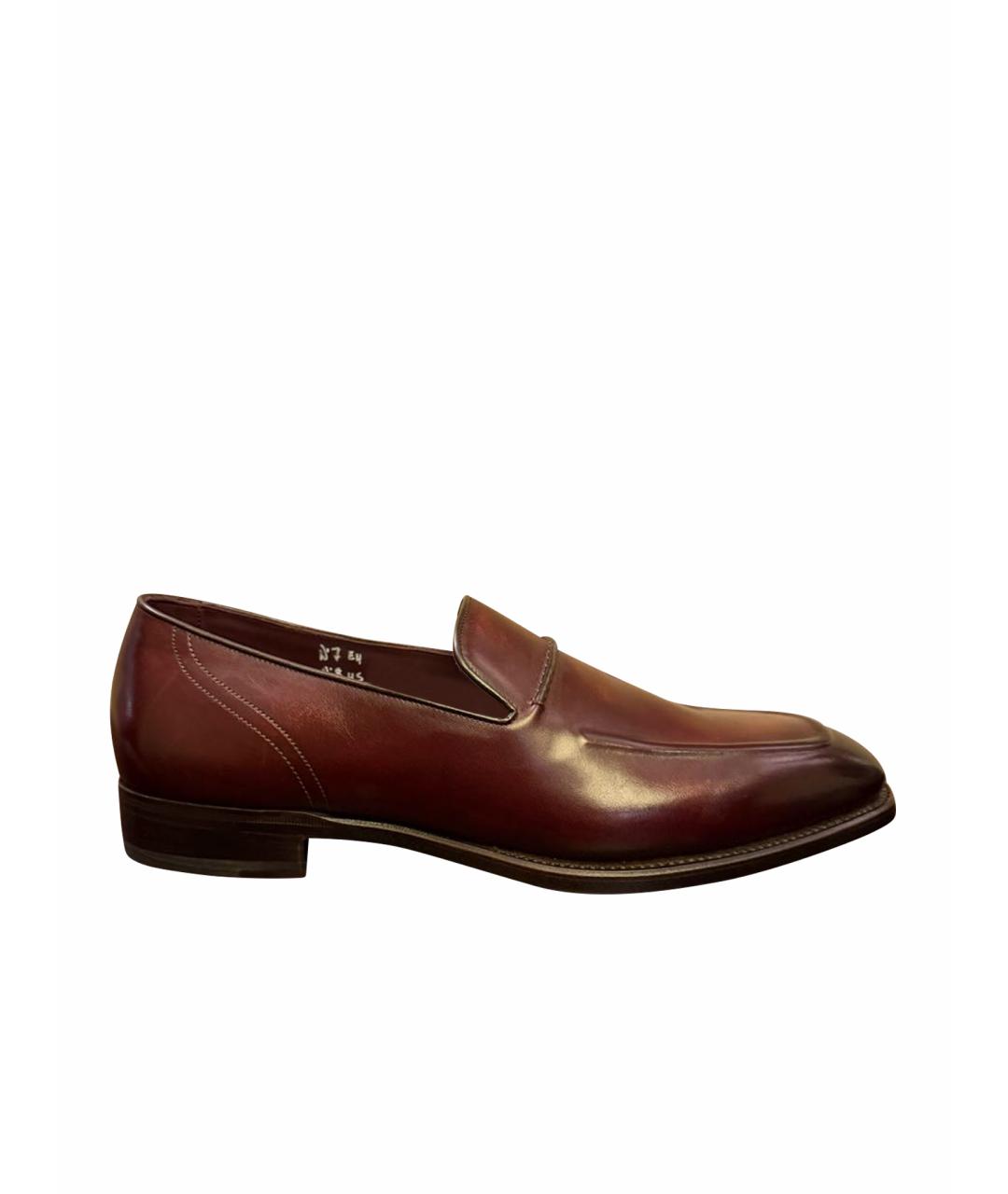 BRIONI Бордовые кожаные туфли, фото 1