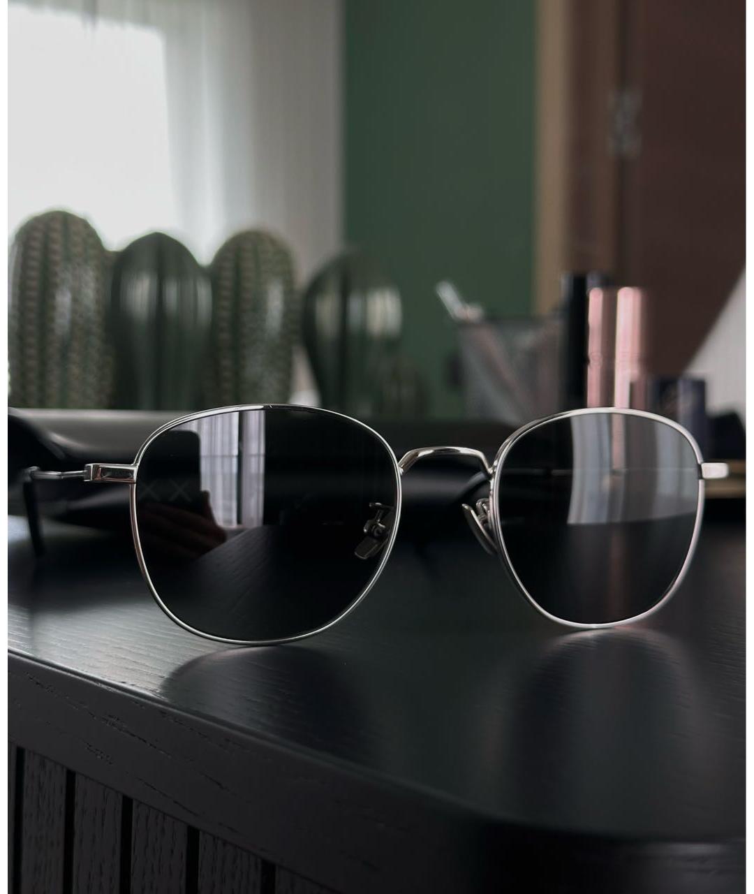 SAINT LAURENT Черные металлические солнцезащитные очки, фото 5