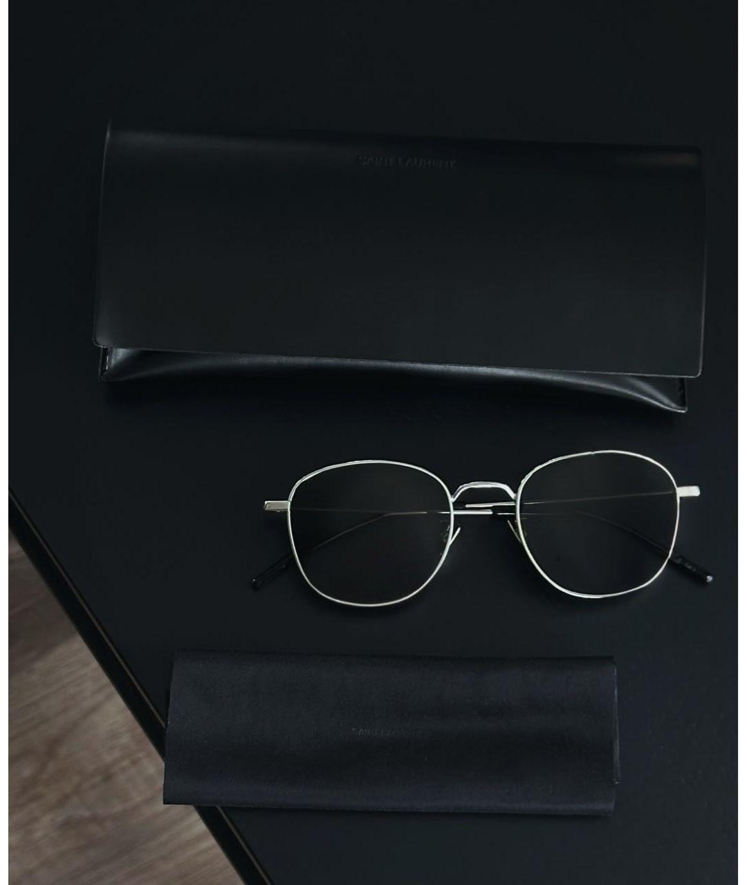 SAINT LAURENT Черные металлические солнцезащитные очки, фото 4