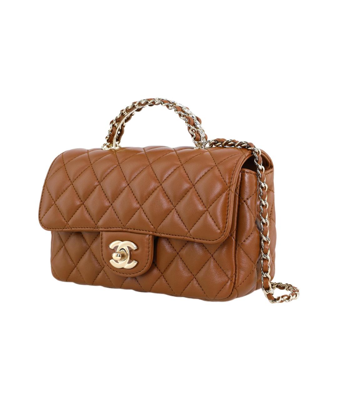 CHANEL Коричневая кожаная сумка через плечо, фото 2
