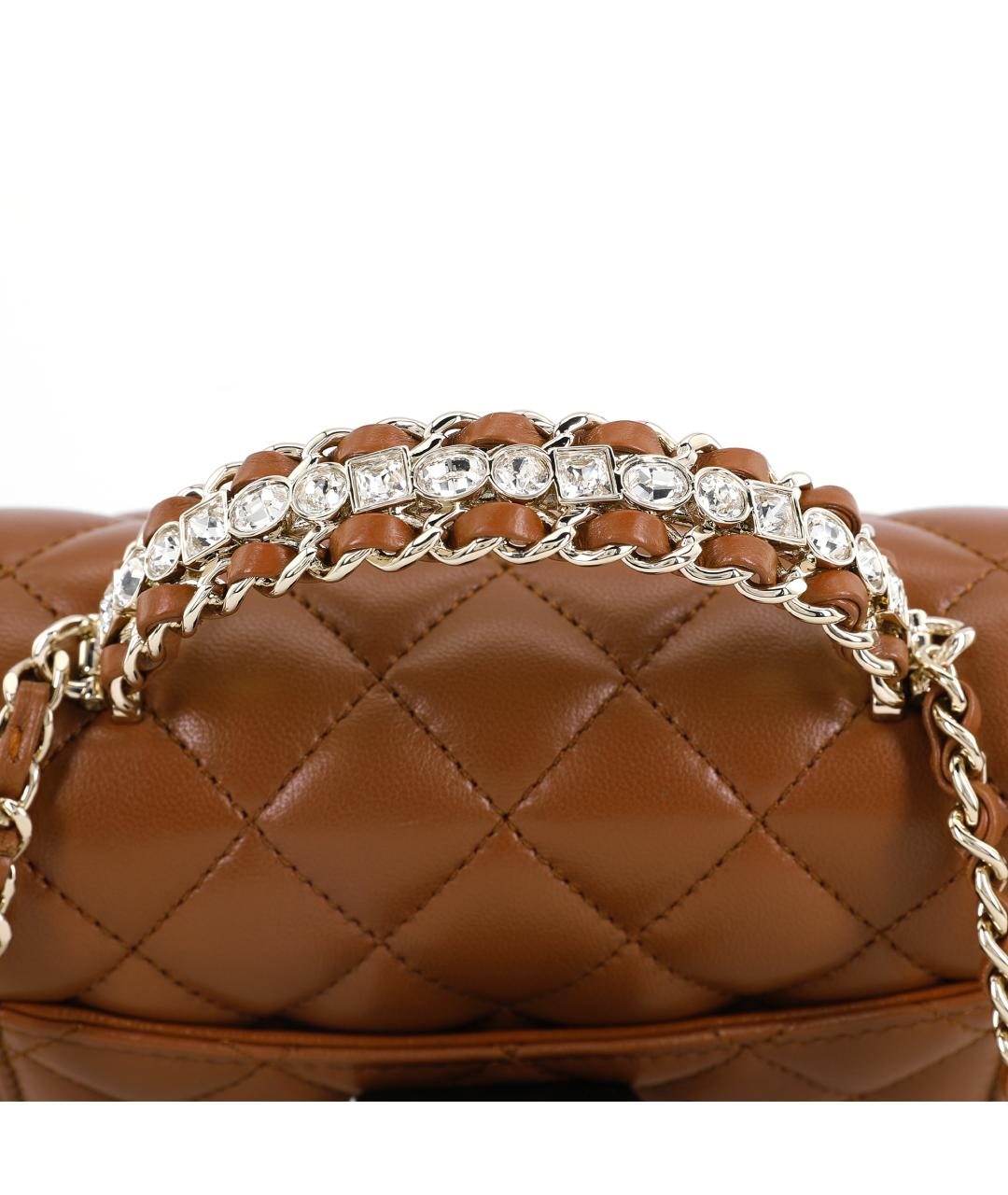 CHANEL Коричневая кожаная сумка через плечо, фото 6